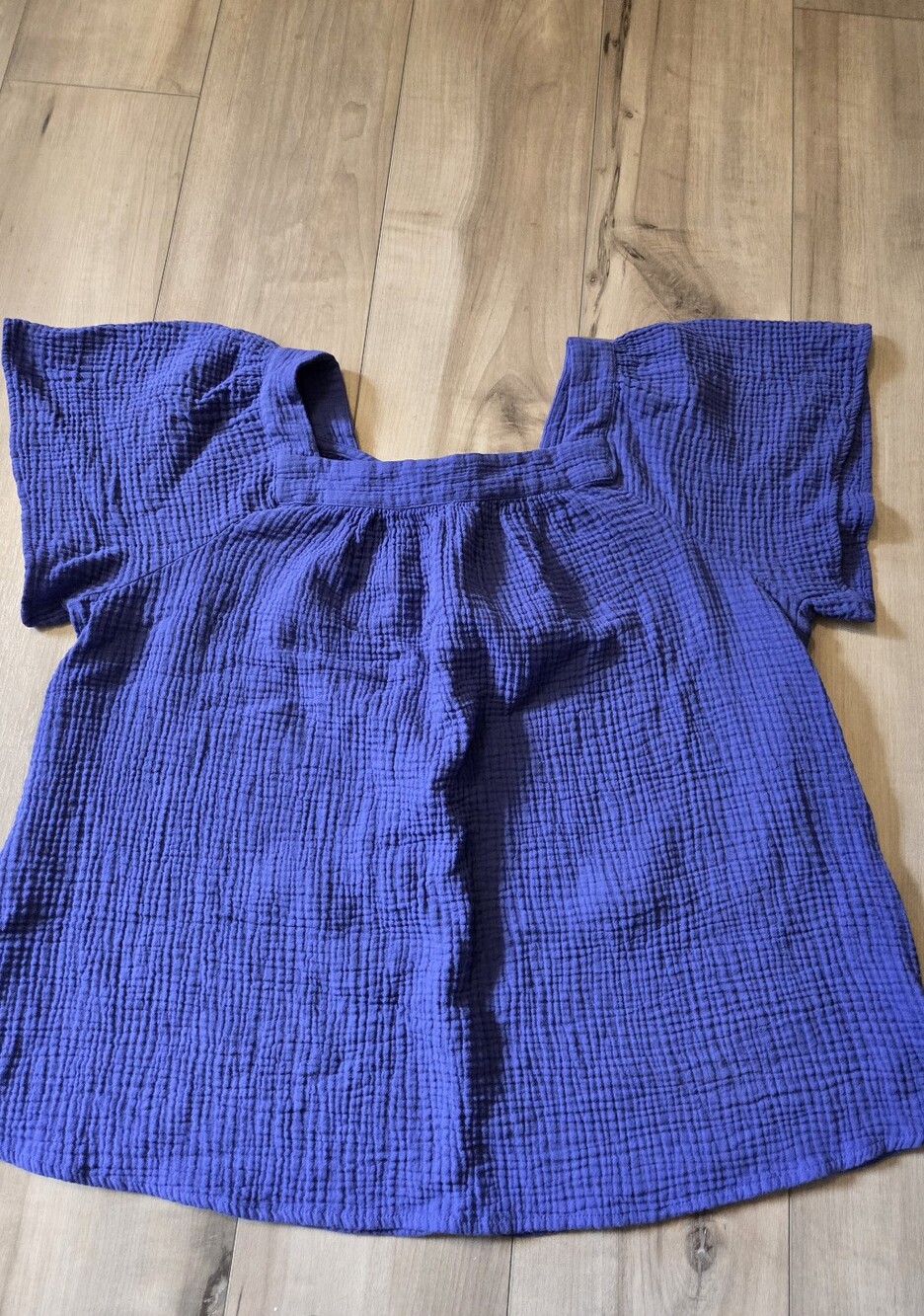 Lane Bryant Royal Blue Square-Neck Gauze Blouse